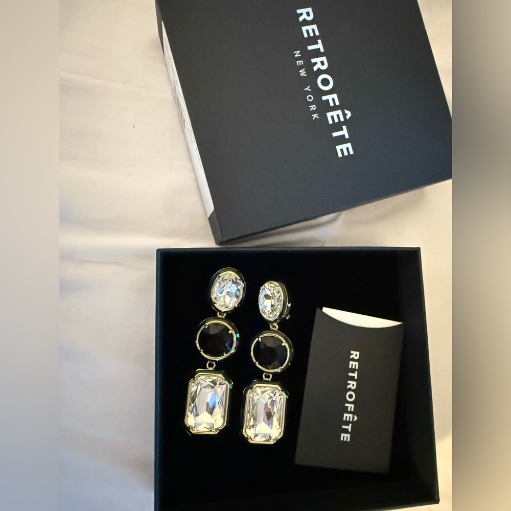 Retrofête Gold and Black Camille Gemstone Earrings